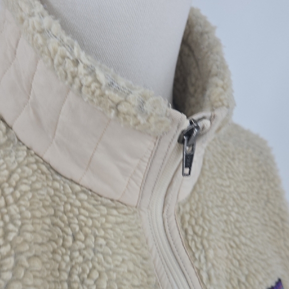 Patagonia Cream Teddy Jacket Full-Zip Stand-Up Collar - Picture 12 of 14
